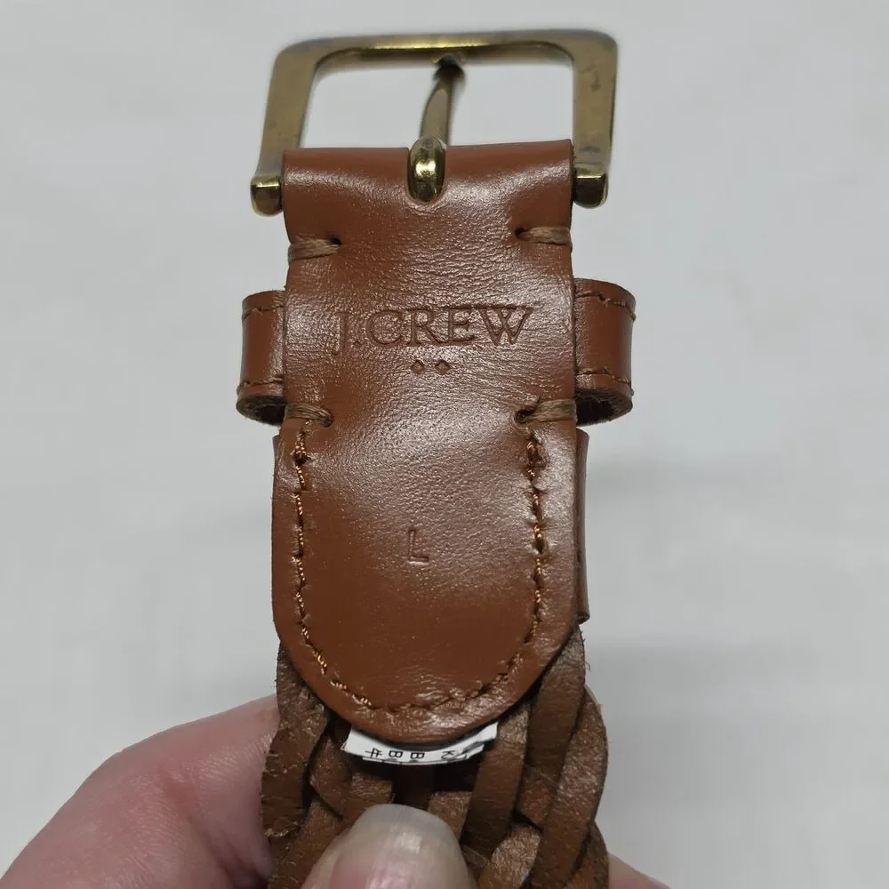 J.Crew Genuine Leather Woven Bohemian Belt In Cognac Brown Size Large - Picture 3 of 5